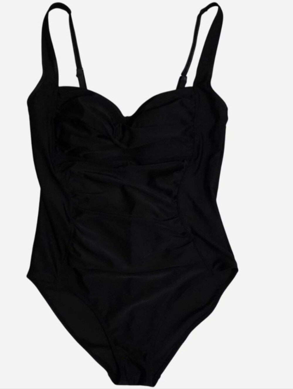 Jaclyn Smith Black Slimming Spandex Swimsuit Size 12 Retro Classic - Picture 8 of 9